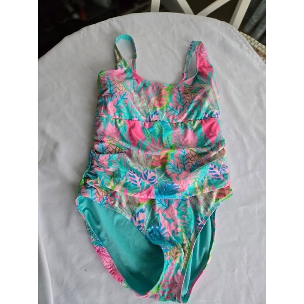 Kathy Ireland Ruched Floral One Piece Swimsuit - Womens XXL
